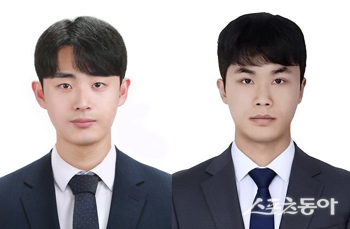전기자동차과 김태완(왼쪽), 이서준 졸업생. (사진제공=동의과학대)