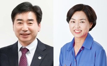 부산진구 김영욱 구청장(왼쪽)과 서은숙 전 구청장.