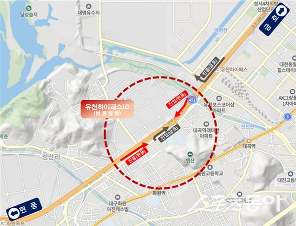 대구광역시 ‘유천하이패스IC 현풍방향 설치공사’ 위치도. 사진제공 ㅣ 대구시