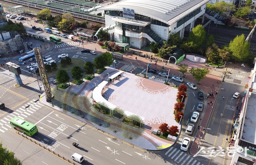 인천 미추홀구, 주안역 남광장 경관개선 사업 공사 조성 후 조감도. 사진제공|인천 미추홀구청