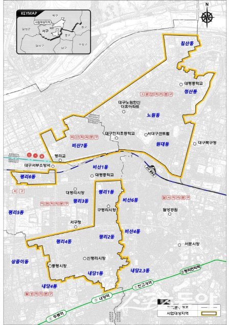 대구광역시 ‘달서천 하수관로 정비 임대형 민간투자사업’ 위치도. 사진제공 ㅣ 대구시