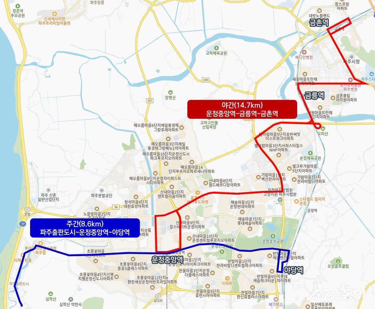 시범운행지구 지형도. 사진제공ㅣ파주시 