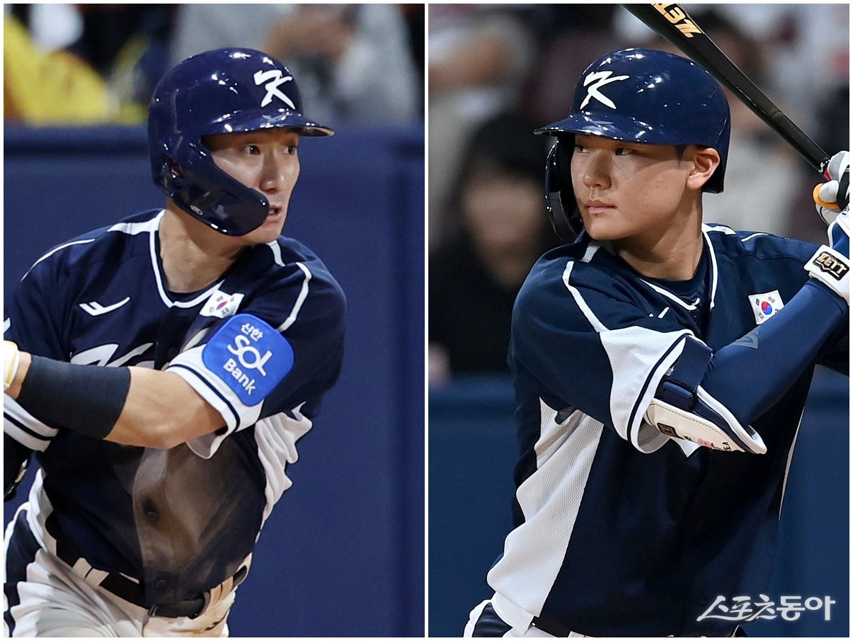 대표팀 키스톤 콤비 신민재(왼쪽), 김주원이 생애 첫 골든글러브를 수상했다. 뉴시스·스포츠동아DB