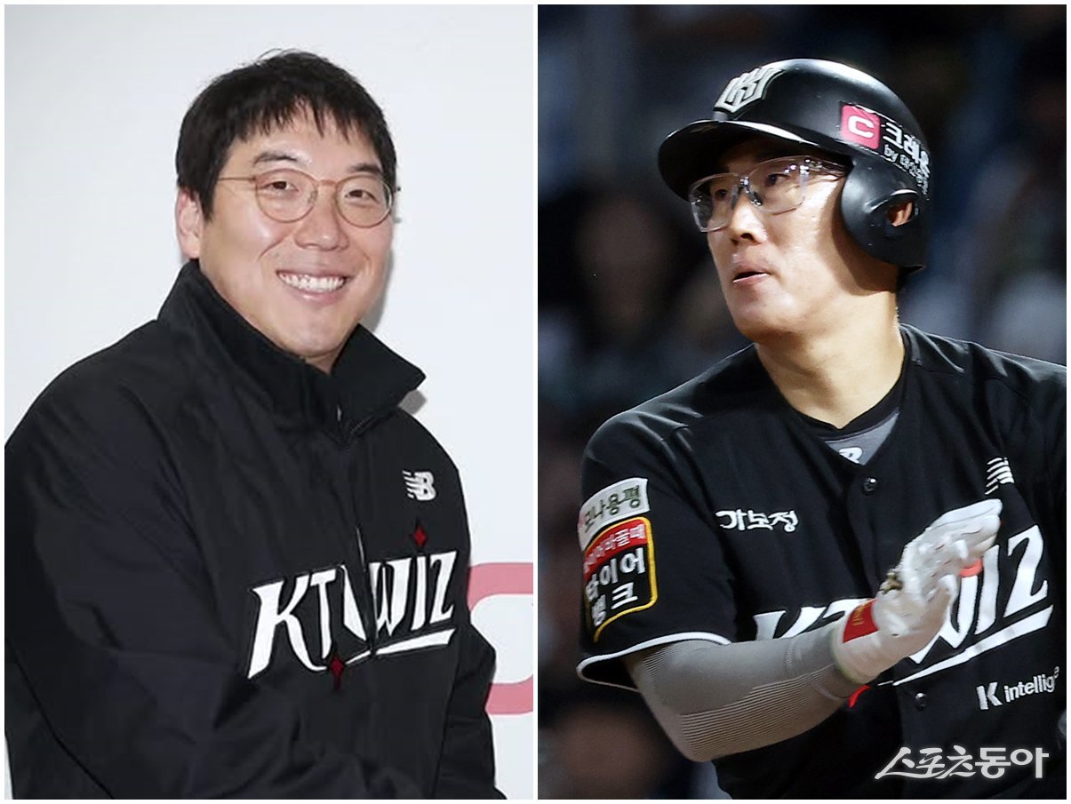 KT서 다시 만난 김현수(왼쪽), 허경민이 나란히 4번째 우승에 도전한다. 둘이 한 팀에서 뛰는 건 두산 시절이던 2015년 이후 11년 만이다. 사진제공|KT 위즈