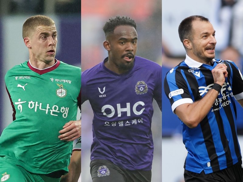 2026시즌부터 K리그는 외국인 선수 수급에 제한이 사라진다. 새로운 외인 영입을 위해 기존 자원 정리가 먼저다. 대전하나는 구텍을, 안양은 야고를 떠나보냈고, 인천은 무고사(왼쪽부터)를 잔류시켜 그를 중심으로 외인 라인을 재편하고자 한다. 사진제공|한국프로축구연맹