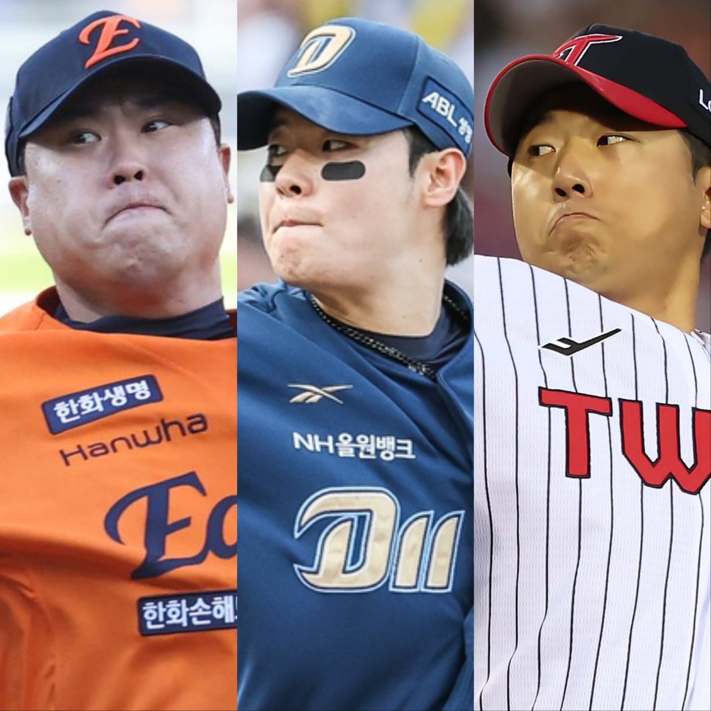 한화 류현진, NC 김영규, LG 송승기(왼쪽부터)는 내년 1월 열릴 WBC 1차 전지훈련 명단에 이름 올렸다. 이들은 왼손투수가 부족한 대표팀 마운드에 힘을 실어줘야 한다. 사진제공|한화 이글스·NC 다이노스·LG 트윈스