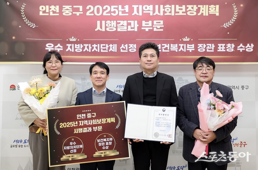 인천 중구, 보건복지부 ‘지역사회보장계획 시행 결과 평가’ 우수 지자체로 선정됐다. 사진제공｜인천 중구청