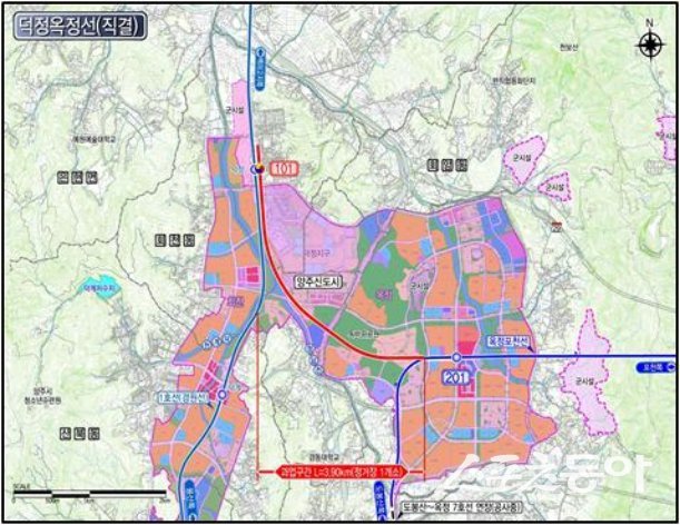 양주시 ‘덕정·옥정선, 제2차 경기도 도시철도망 구축계획’ 노선도. 사진제공ㅣ양주시 
