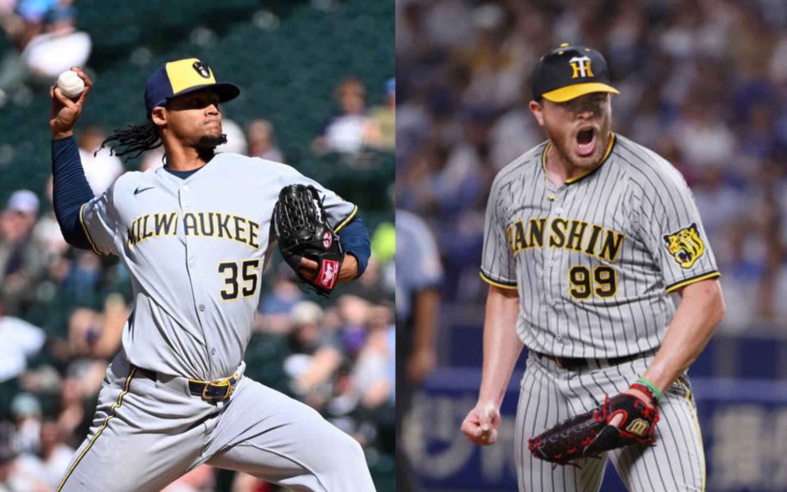 롯데가 2026시즌을 함께할 새 외국인투수 엘빈 로드리게스(왼쪽), 제레미 비슬리를 모두 총액 100만 달러에 영입했다. NPB에서 뛴 이력이 있는 이들은 아시아 야구에 대한 이해도가 높다는 평가를 받는다. 사진제공ㅣ롯데 자이언츠