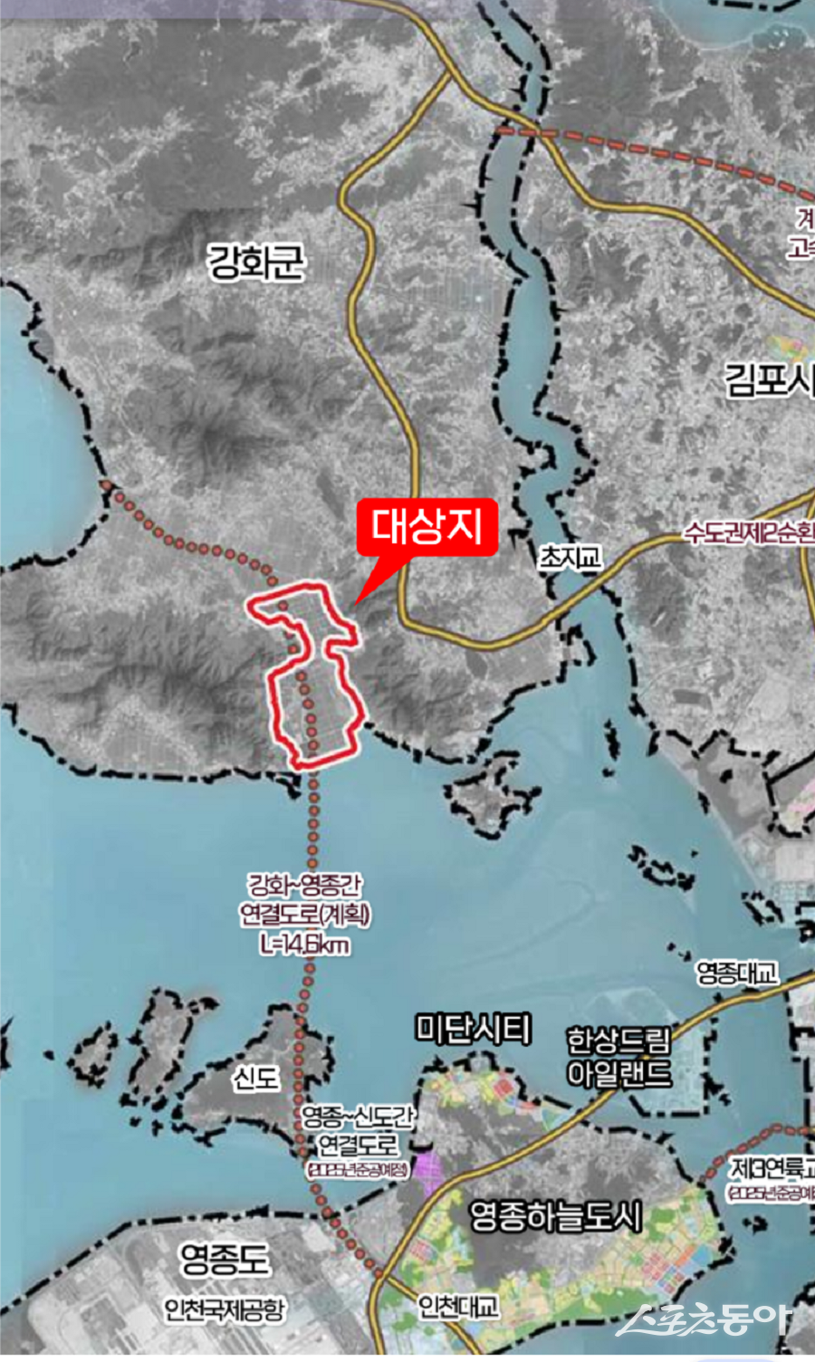 인천경제청, 강화남단 신규지정 위치도. 사진제공｜인천경제자유구역청