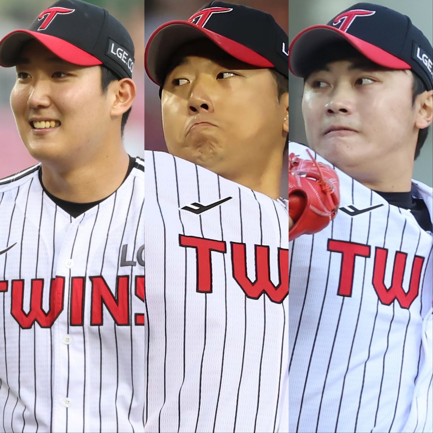 LG는 손주영, 송승기, 김윤식(왼쪽부터)은 팀을 이끌 국내 좌완투수로 많은 기대를 받고 있다. 6선발 체제부터 외국인 투수 라클란 웰스의 불펜전환까지 세 선수가 해야 할 몫이 크다. 사진제공|LG 트윈스