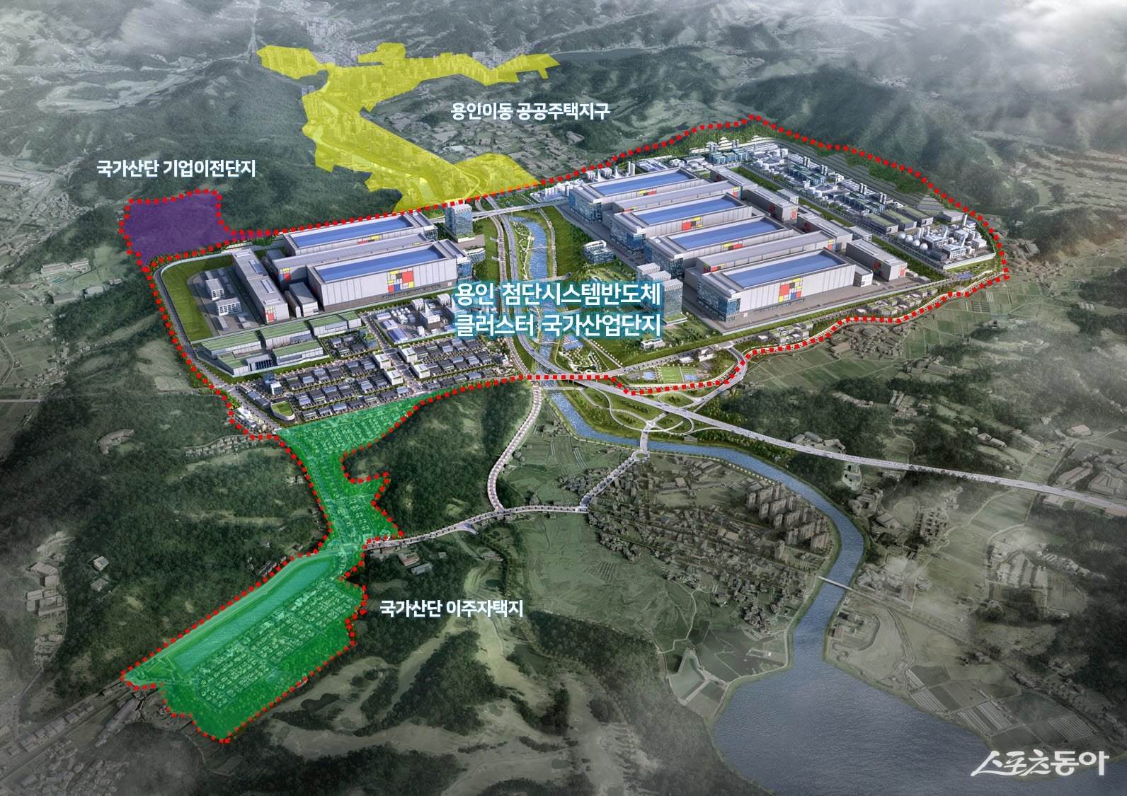 용인특례시에 조성되고 있는 이동남사 용인 첨단시스템반도체 국가산업단지 조감도. 사진제공｜용인시
