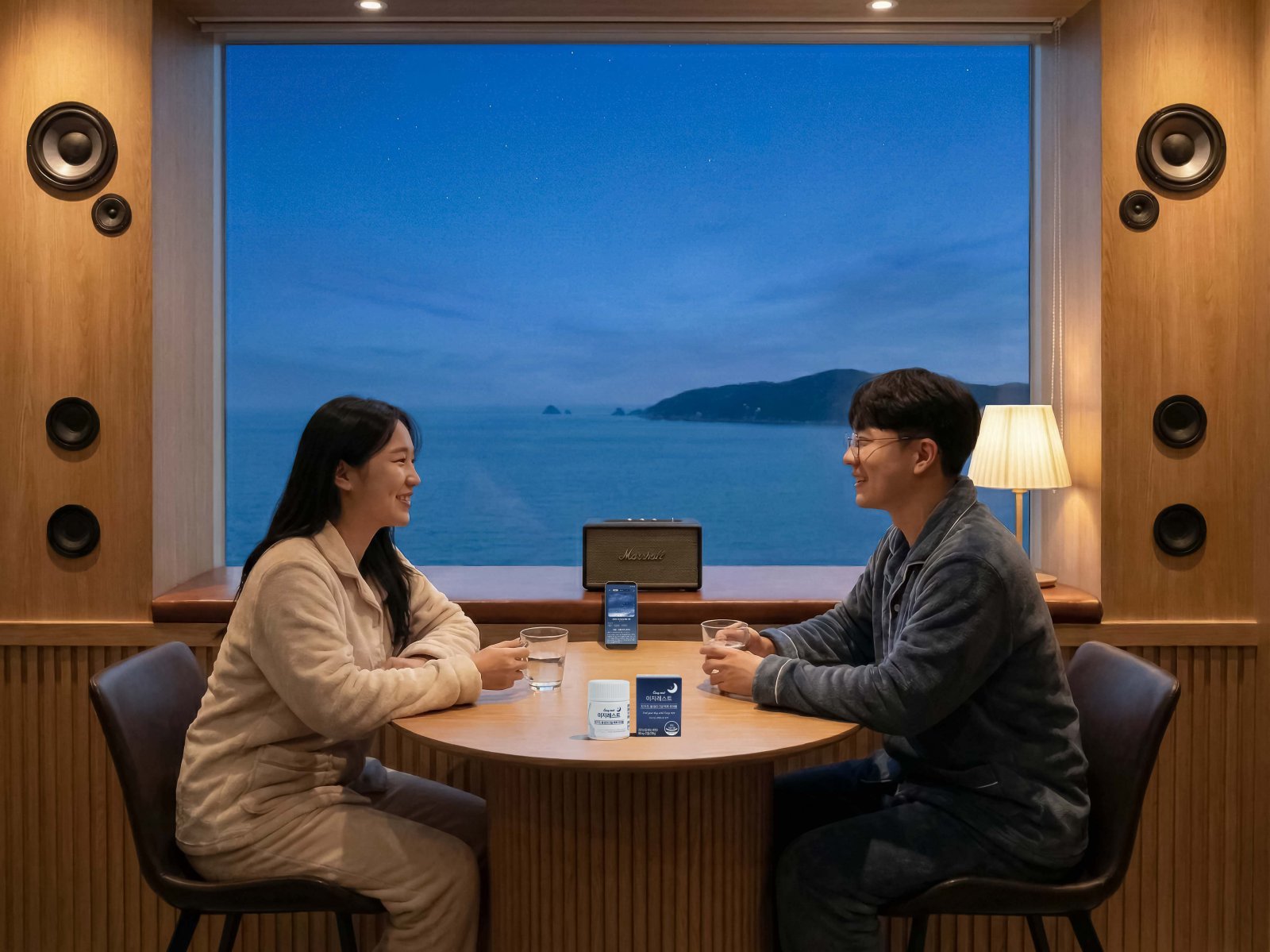 한화리조트 해운대 뮤직룸에서 음악을 감상하는 고객