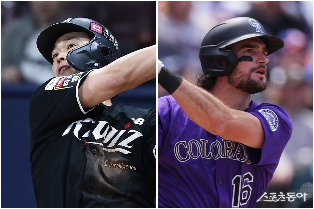 내년 시즌 KT의 1루수 자리를 누가 차지할지 궁금하다. 가용 자원 중에는 문상철(왼쪽)과 샘 힐리어드가 눈에 띈다. AP뉴시스·KT 위즈 제공