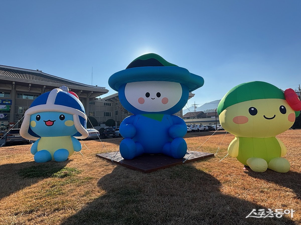 여수시는 시청 본청사 잔디광장에 5m 규모의 대형 마스코트 조형물을 설치했다.  사진제공=여수시