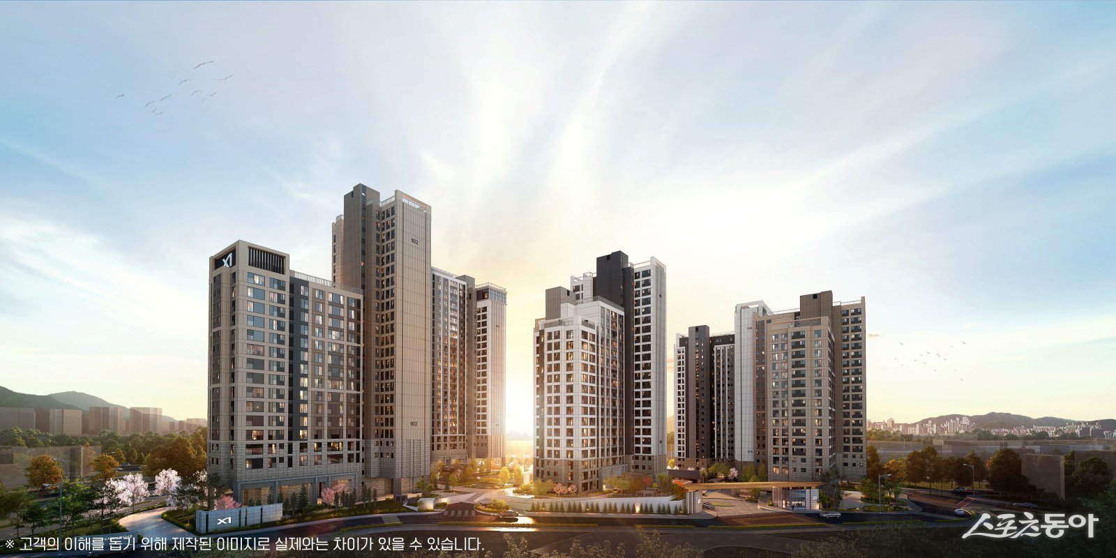 GS건설은 경기도 용인시 수지구 풍덕천동 일원에 들어서는 ‘수지자이 에디시온’ 분양에 돌입한다. 수지자이 에디시온 조감도. 사진제공｜GS건설