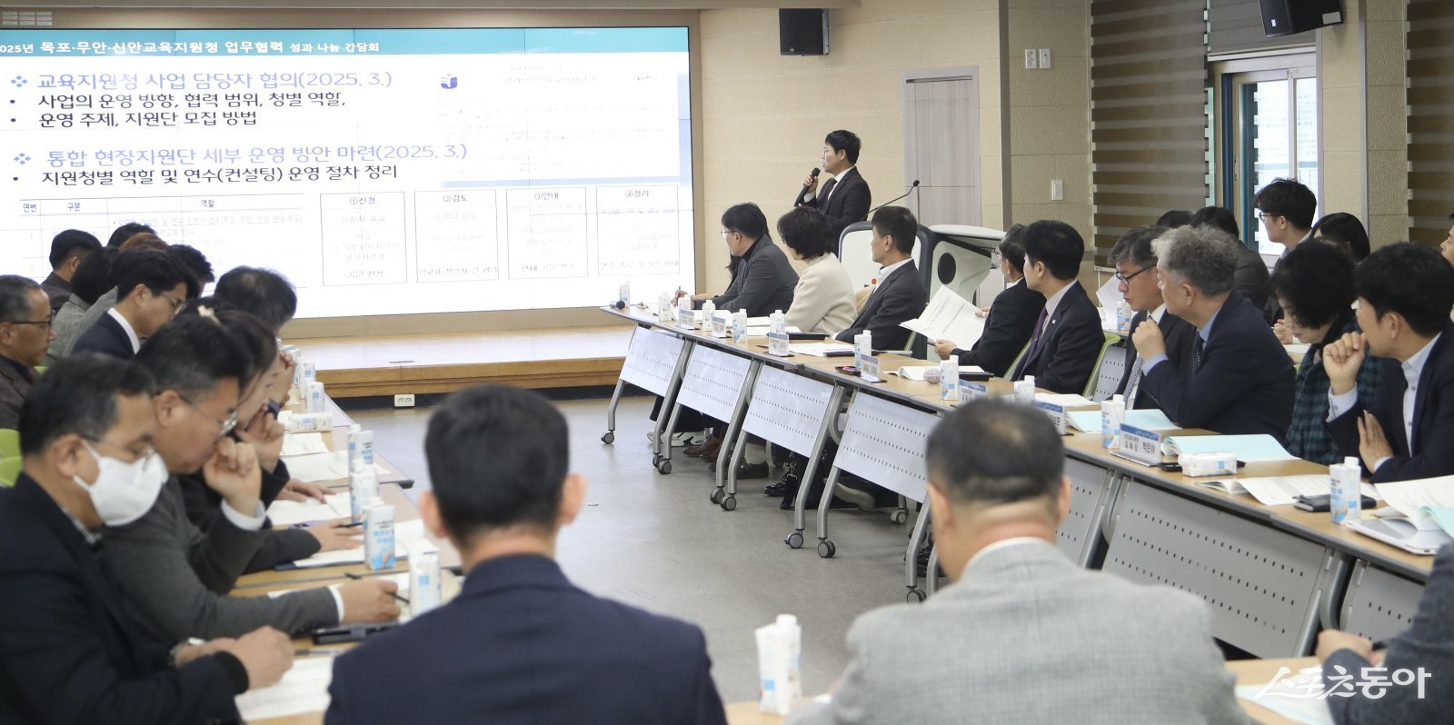 24일 목포교육지원청에서 열린 ‘목포·무안·신안 교육지원청 업무협력 사례 공유 간담회’. 사진제공=전남도교육청