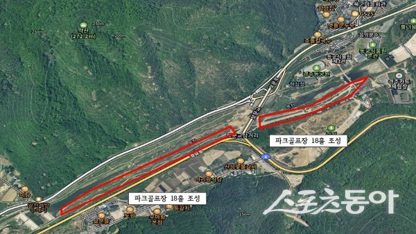 경주시 북군동 파크골프장 조성 사업 위치도. 사진제공 ㅣ 경주시