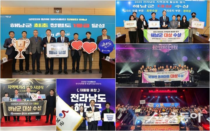 해남군 기관 표창. 사진제공=해남군