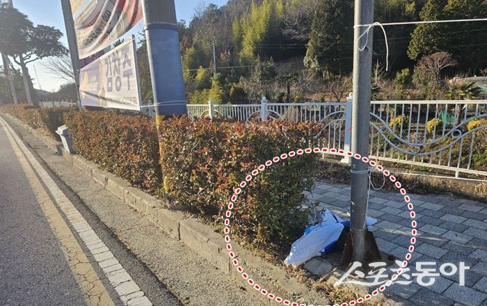 신정훈 국회의원의 새해 인사 현수막 수십장이 여수에서 무단 철거된 채 방치되고 있다. 사진제공=신정훈 의원실