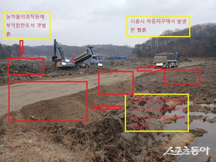 문제는 이 공공주택지구 조성 과정에서 발생한 뻘흙이 수개월간 화성시 서신면 사곶리 816번지 외 8필지 농지로 반출·매립됐다는 점이다. 해당 토사는 농지 ‘객토’ 명목으로 유입됐으나, 현장에서는 단속이나 제재가 전혀 이뤄지지 않았다는 지적이 나온다(현장). 사진｜장관섭 기자