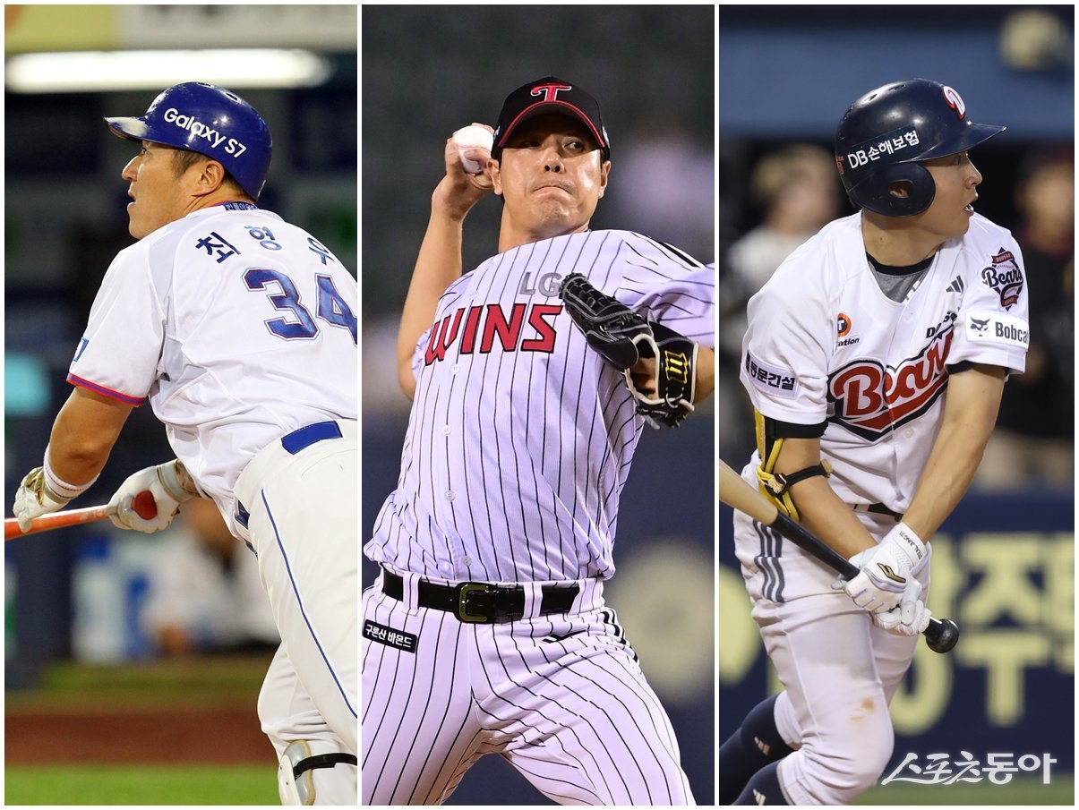올해 KBO리그의 간판이 바뀔 수 있다. 삼성 최형우는 볼넷, LG 김진성은 홀드, 두산 정수빈(왼쪽부터)은 3루타 부문에서 통산 최다 기록 경신을 앞두고 있다. 스포츠동아DB·삼성 라이온즈·두산 베어스 제공