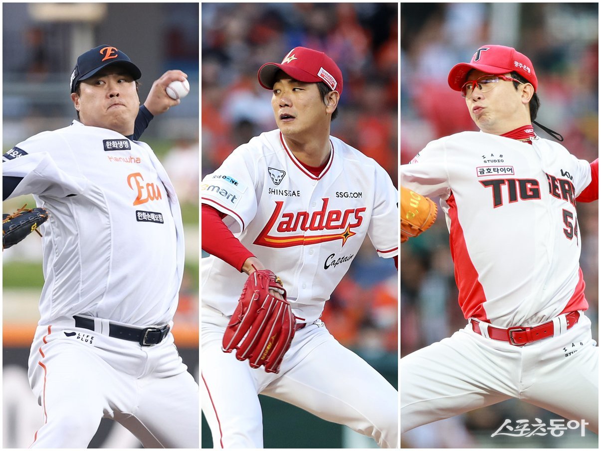 한국야구를 대표하는 좌완 트로이카 류현진, 김광현, 양현종(왼쪽부터)이 새해 어떤 이정표를 남길지 주목된다. 사진제공|한화 이글스·SSG 랜더스·KIA 타이거즈