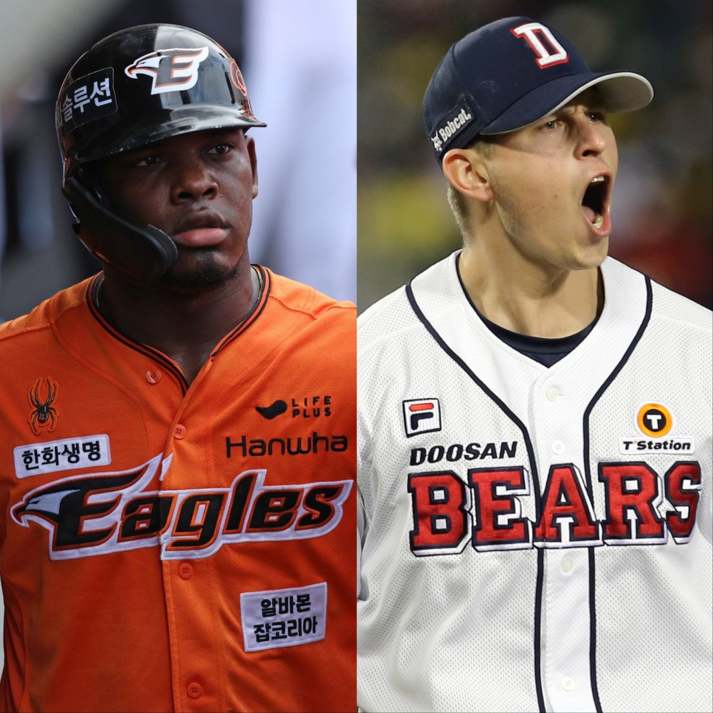 KBO리그 경력자 한화 요나단 페라자(왼쪽)과 두산 크리스 플렉센은 팀에 부족한 부분을 채우며 우승을 위한 열쇠가 될 수 있을까. 사진제공|한화 이글스·두산 베어스