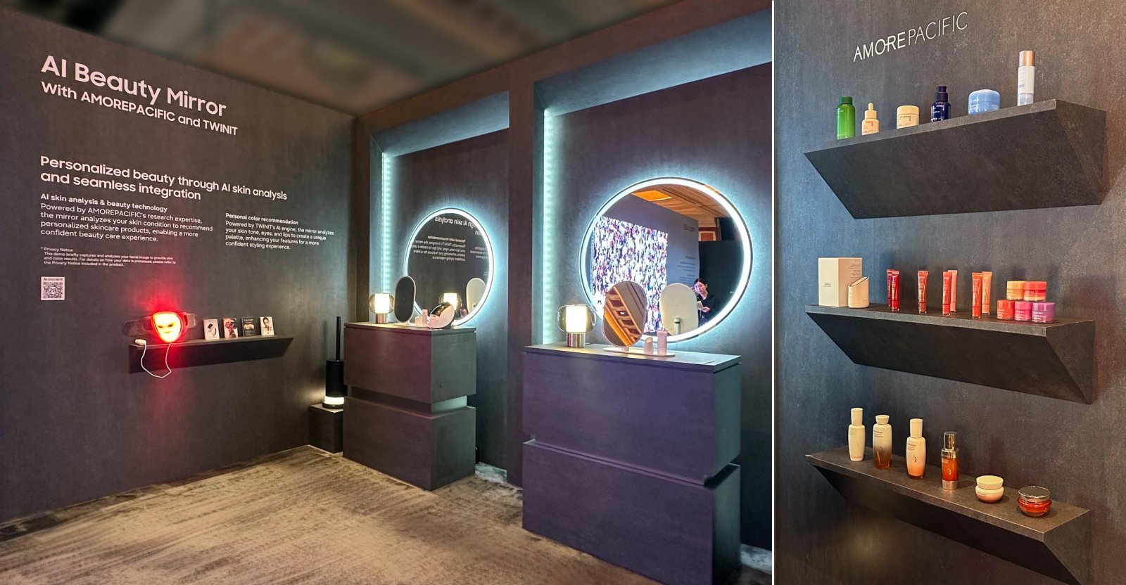 아모레퍼시픽 AI 기반 피부 분석 기술을 탑재한 삼성전자 ‘AI 뷰티 미러’. 사진제공|아모레퍼시픽