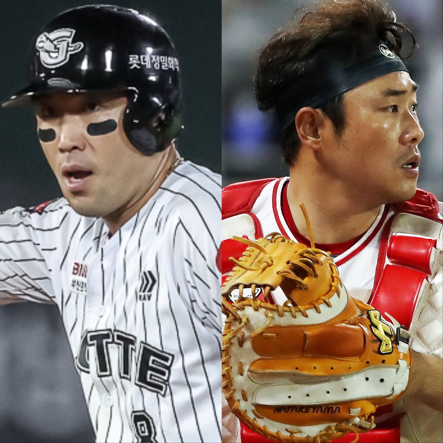 롯데 전준우(왼쪽)와 SSG 이지영은 1986년생으로 올해 40대에 접어들었다. 둘은 경쟁력을 유지하며 베테랑으로서 자존심을 지키려 한다. 사진제공|롯데 자이언츠·SSG 랜더스