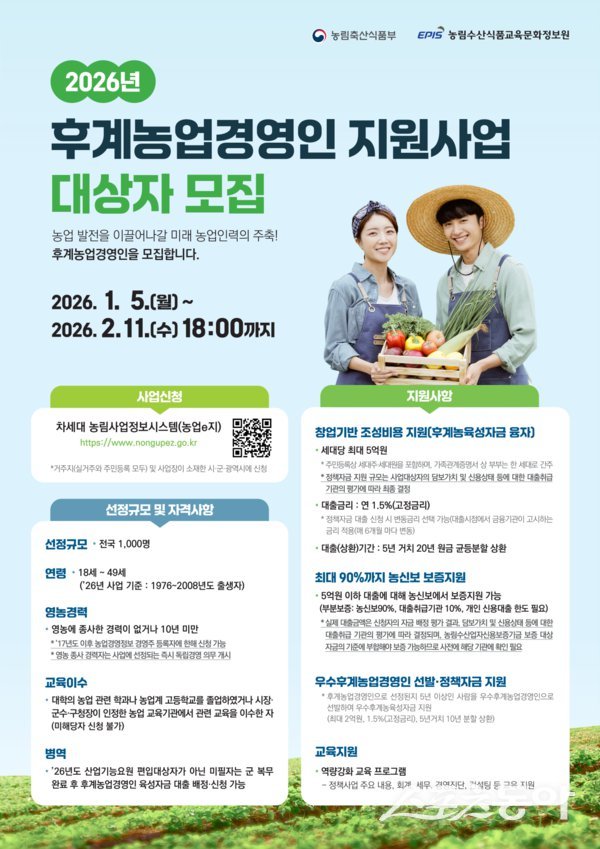 2026년도 후계농업경영인 육성사업 대상자 모집 포스터. 사진제공ㅣ의성군