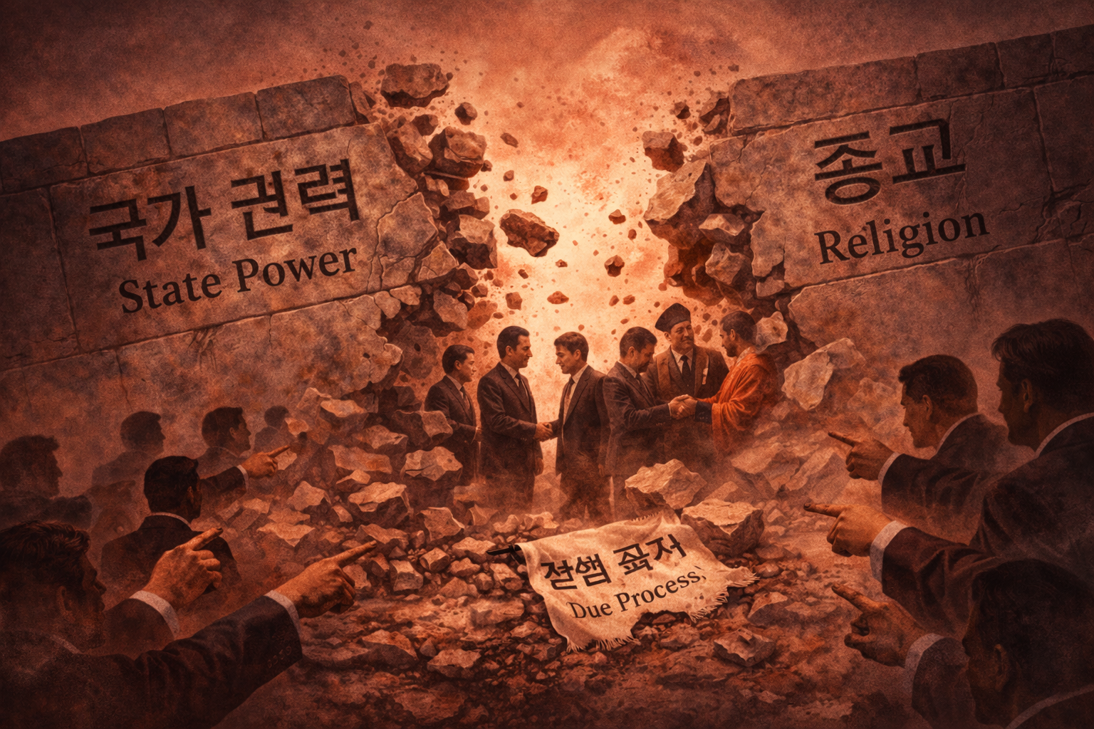 국가가 종교의 심판자가 되려는 순간, 민주주의 시계는 멈출 수 있다. 선의로 포장된 공권력의 남용은 언제든 종교의 자유 전체를 위협하는 부메랑이 되어 돌아올 수 있다. 사진출처 ㅣ생성 이미지