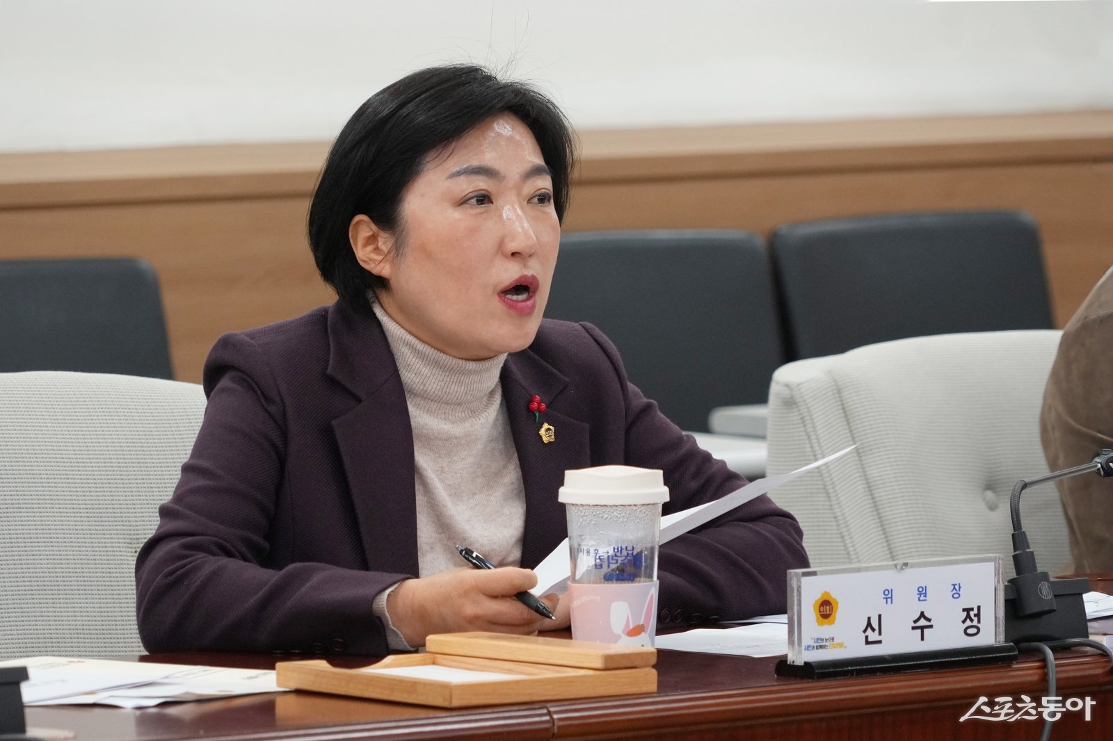 13일 광주·전남 행정통합 광주광역시의회 대응 TF 위원장을 맡은 신수정 의장이 회의를 주재하고 있다. 사진제공=광주광역시의회