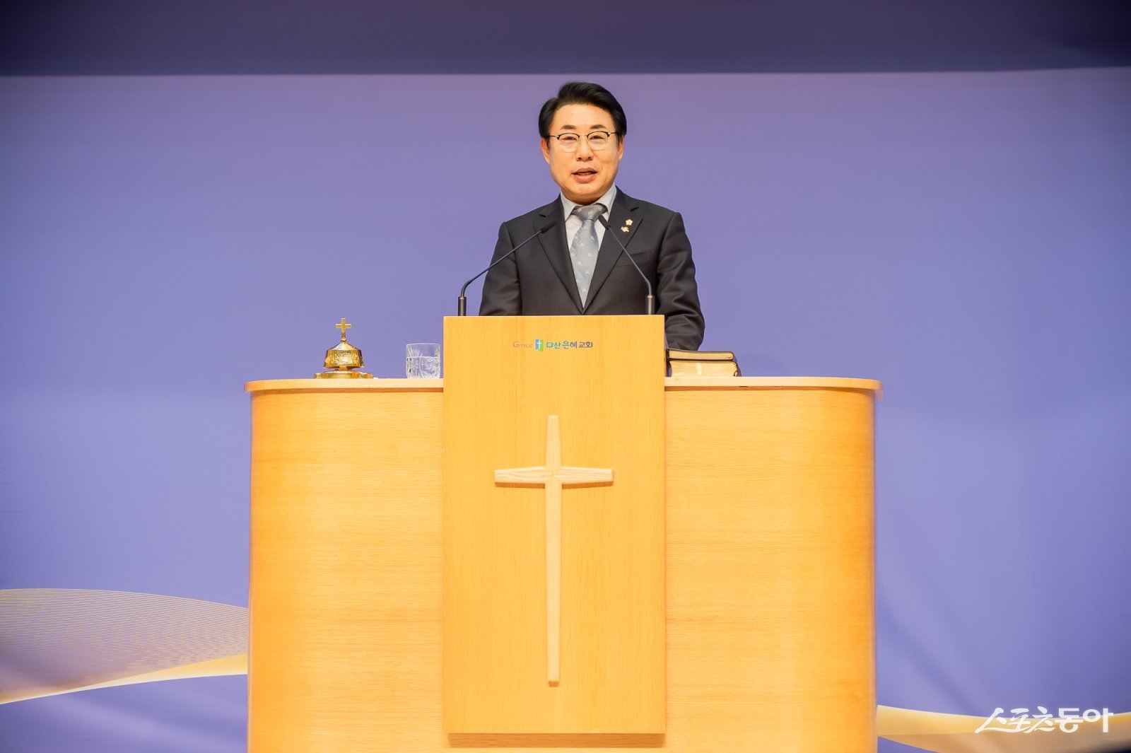 조성대 의장은 13일 다산동 다산은혜교회에서 열린 2026년 남양주시기독교총연합회 신년감사예배에서 인사말을 하고 있다.  사진제공ㅣ남양주시 