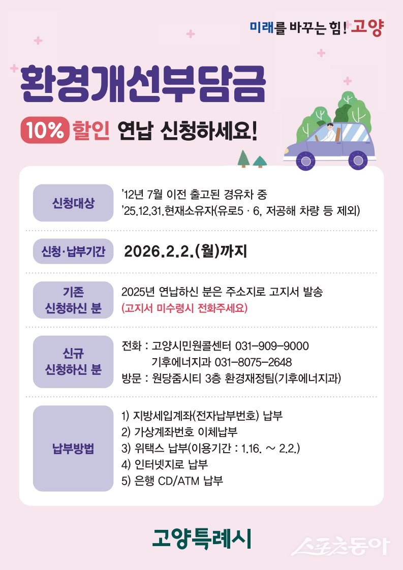 고양시 경유차 환경개선부담금 연납하면 10% 할인 안내문. 사진제공ㅣ고양시 