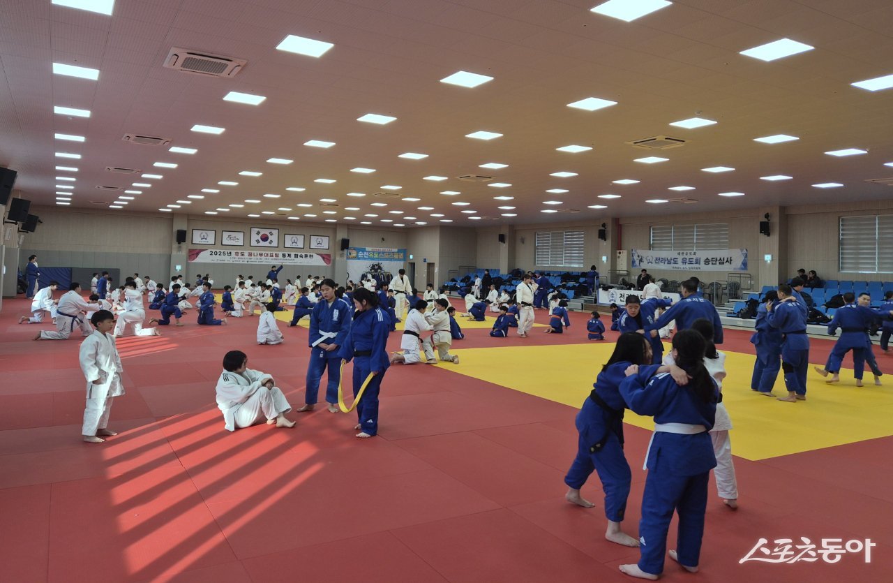 순천에서 동계 합숙훈련 중인 유도 꿈나무대표팀. 사진제공=순천시