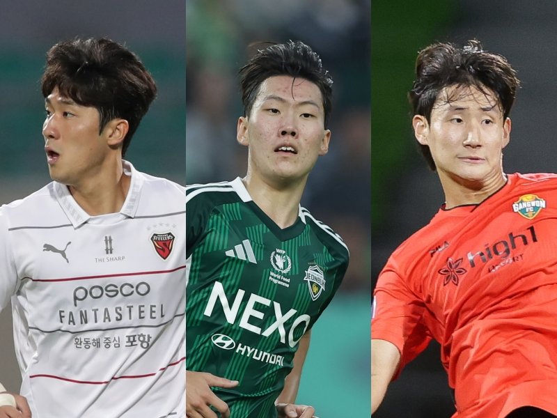 2026시즌 K리그1의 22세 이하(U-22) 의무출전 제도가 폐지되면서, 유망주들은 한층 더 치열한 경쟁을 해야 한다. 포항 한현서, 전북 강상윤, 강원 신민하(왼쪽부터). 사진제공｜한국프로축구연맹