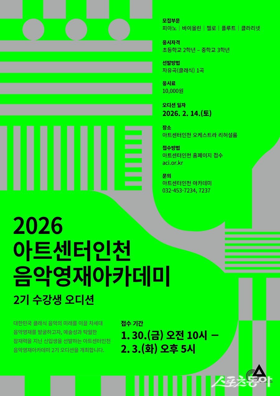 인천경제청, 아트센터인천 음악영재 아카데미 2기 공개 오디션 포스터. 사진제공｜인천경제자유구역청