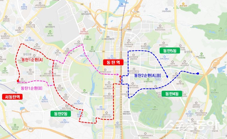 동탄역 순환버스 노선도. 사진제공|화성시
