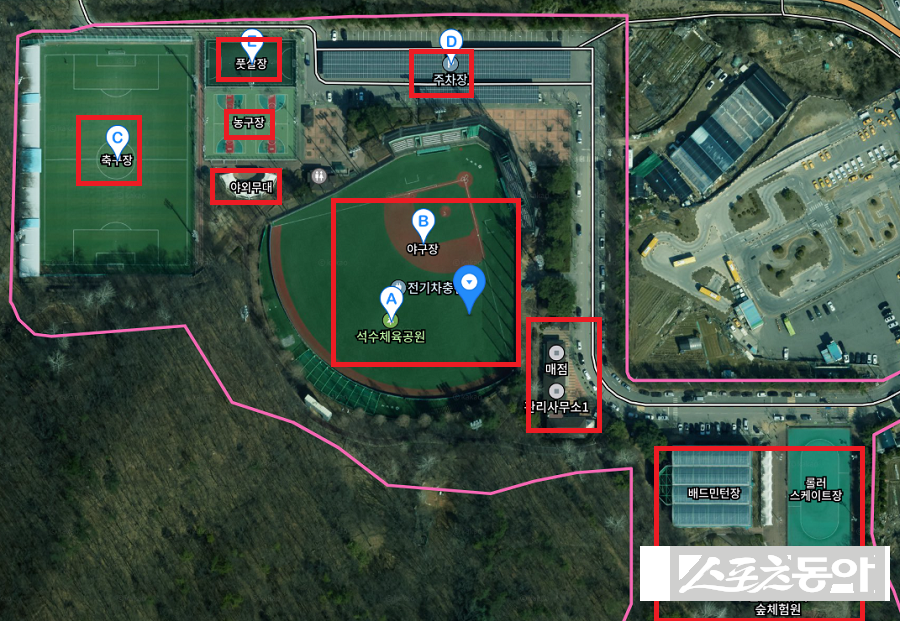 경기도 안양시 소유 체육시설 부지에서 환경영향평가 당시 사업면적이 축소됐다는 의혹과 함께 무허가 가설건축물과 공작물이 장기간 방치돼 왔다는 정황이 드러나면서 행정 관리 부실 논란이 확산되고 있다(항측). 사진제공｜공익 제보자
