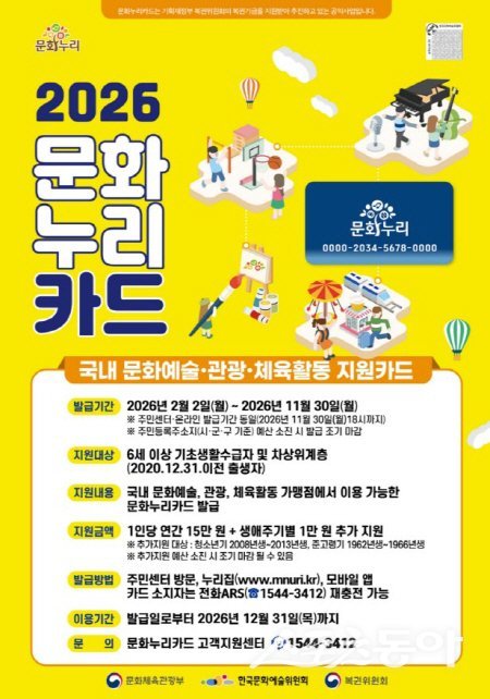 2026년 문화누리카드 지원사업 안내 포스터. 사진제공 ㅣ 봉화군