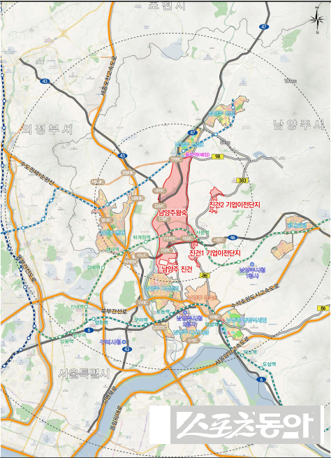 경기주택도시공사(GH)는 지난 30일 남양주왕숙 진건1·2지구에 3기 신도시 최초로 기업이전단지를 공급한다고 밝혔다(위치도). 사진제공｜경기주택도시공사