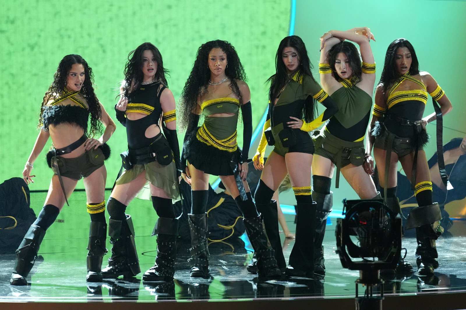 KATSEYE performs “Gnarly” during the 68th annual Grammy Awards on Sunday, Feb. 1, 2026, in Los Angeles. (AP Photo/Chris Pizzello)