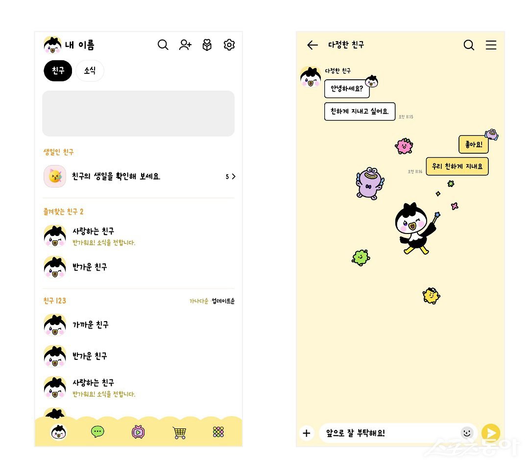 ‘요정 루미뚱이와 함께 눈부신 하루’ 콘셉트로 제작된 카카오톡 테마 적용 화면. 사진제공｜순천시