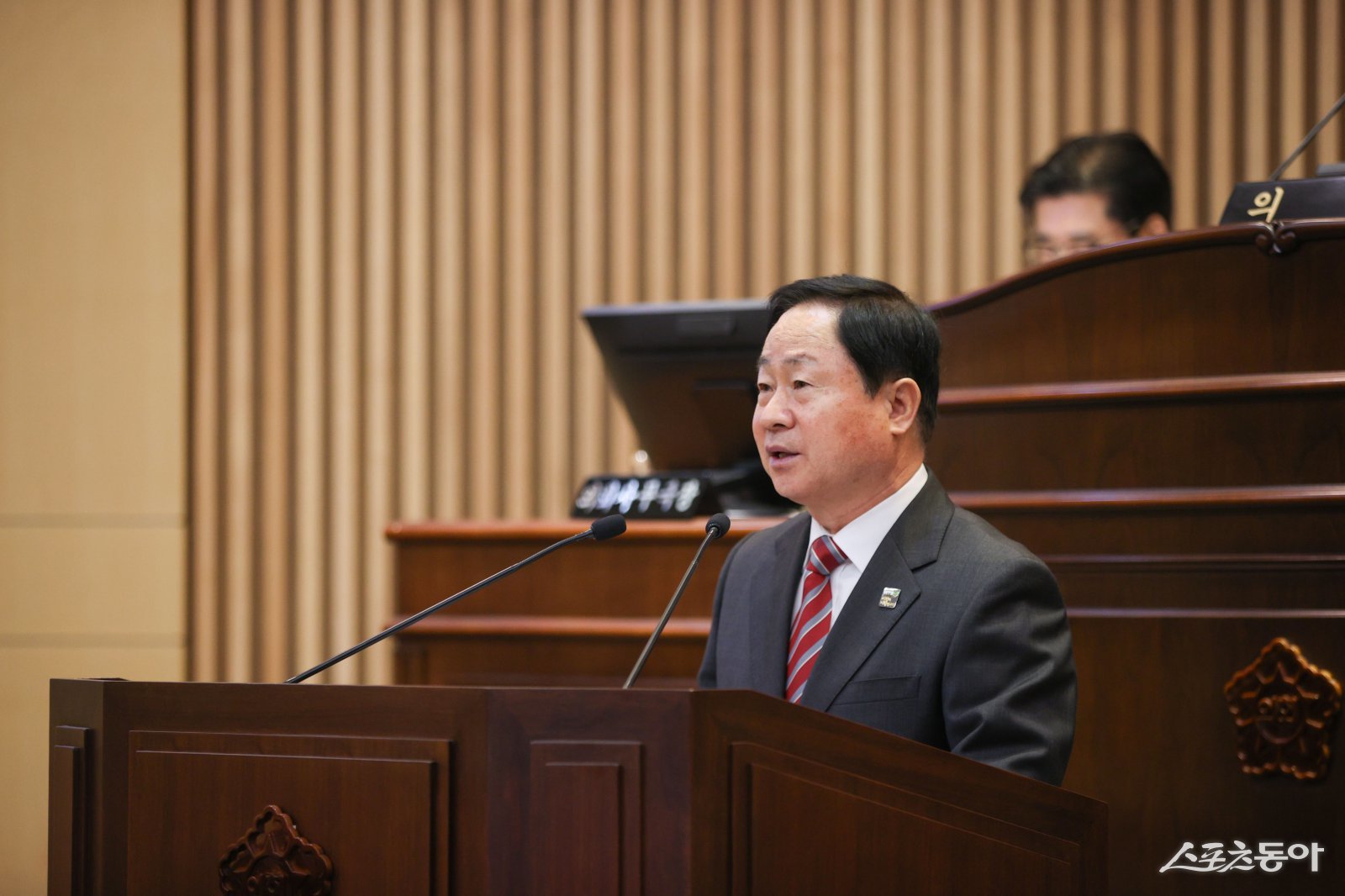 주광덕 남양주시장은 3일 제307회 남양주시의회 임시회 시정연설을 하고 있다. 사진제공ㅣ남양주시 