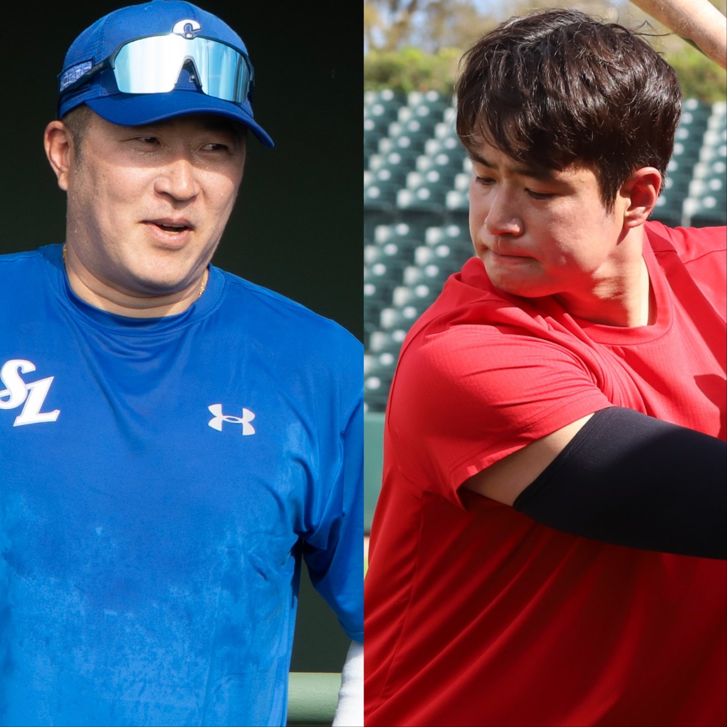 삼성 최형우(왼쪽)와 SSG 김재환은 새로운 홈경기장에서 좋은 성적을 거뒀다. 좋은 기운을 이어 팀에 부족한 장타를 터트러야 한다. 사진제공｜삼성 라이온즈·SSG 랜더스