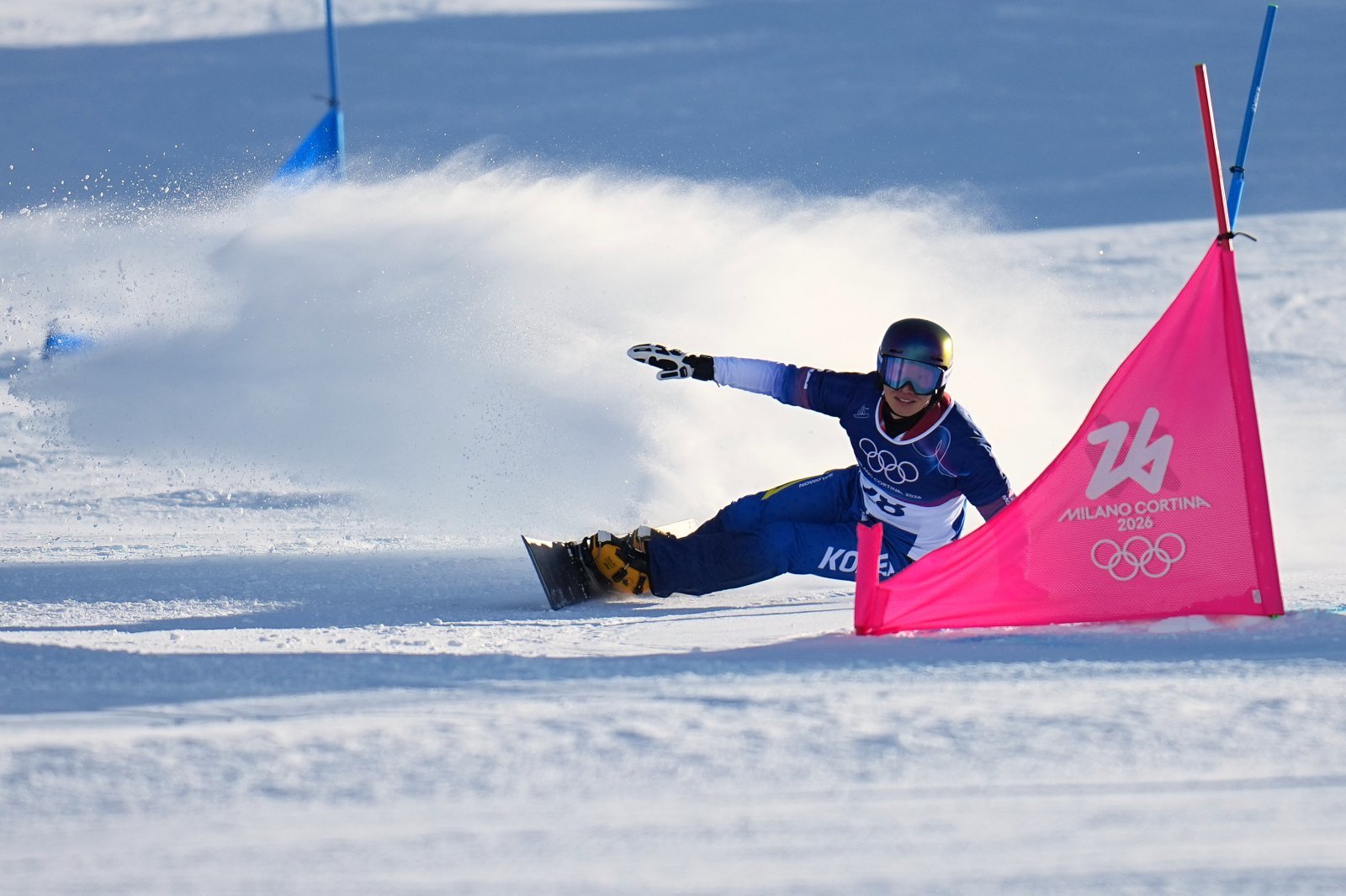 이상호가 8일(한국시간) 리비뇨 스노 파크서 열린 대회 스노보드 남자 평행대회전 16강서 탈락했다. 리비뇨｜AP뉴시스