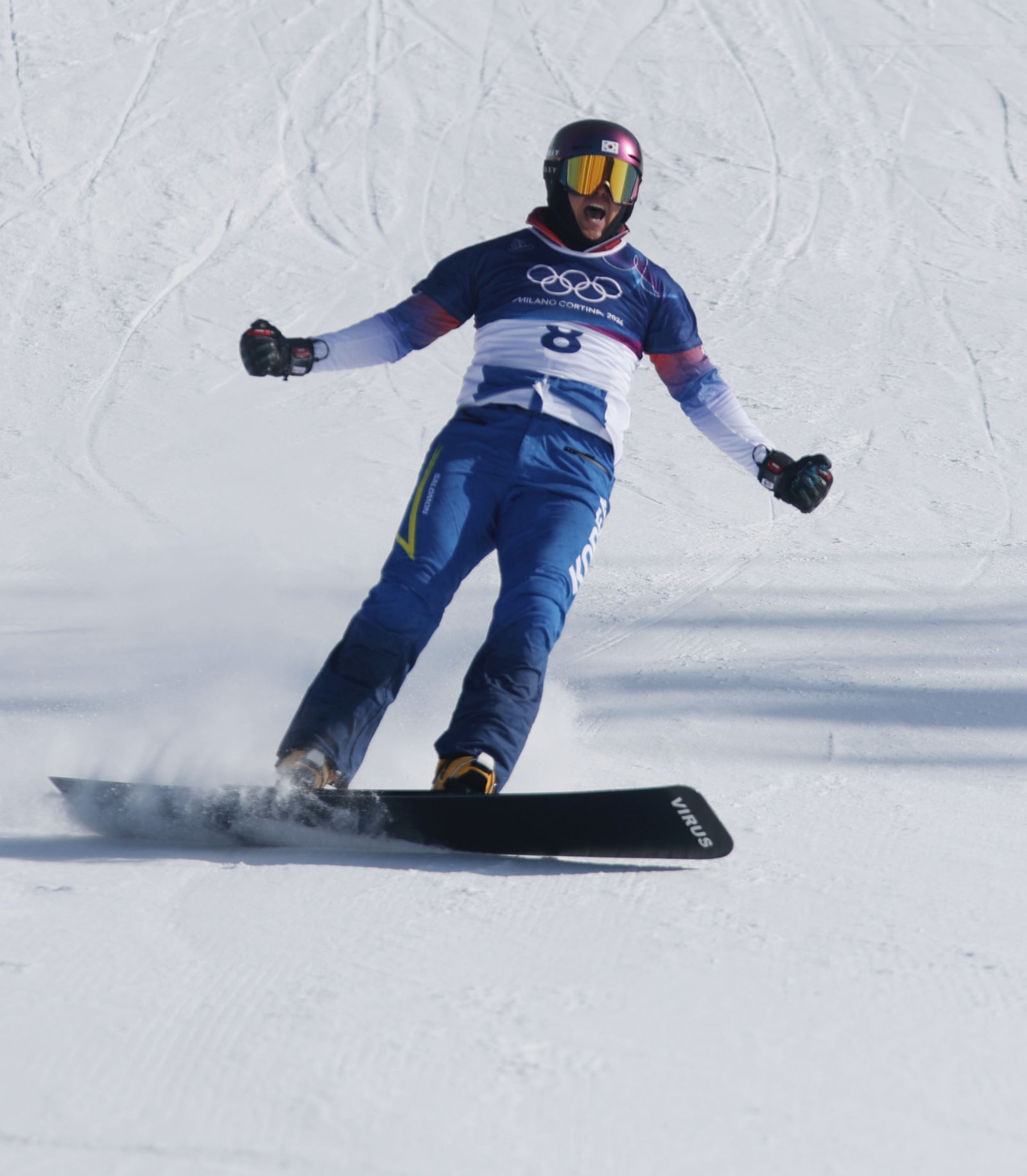 김상겸이 8일(한국시간) 리비뇨 스노 파크서 열린 2026밀라노·코르티나담페초동계올림픽 스노보드 남자 평행대회전 결승에 진출했다. 리비뇨｜뉴시스