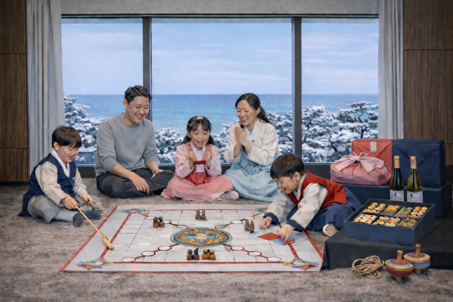 파라다이스 호텔 부산의 명절 풍경(생성형 AI로 이미지 제작)