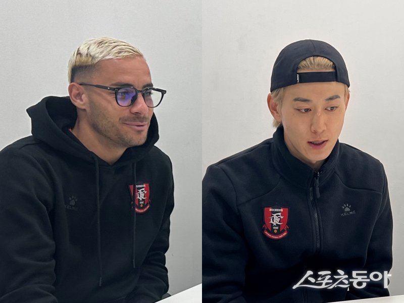 부천 바사니(왼쪽)와 카즈가 11일 창원 그랜드 머큐어 앰배서더 호텔에서 스포츠동아와 인터뷰하고 있다. 창원｜백현기 기자 hkbaek@donga.com